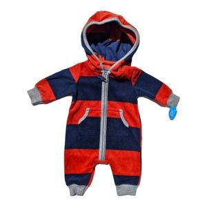 Carter's NB Raccoon Orange/Blue Striped Zip Up Onsie